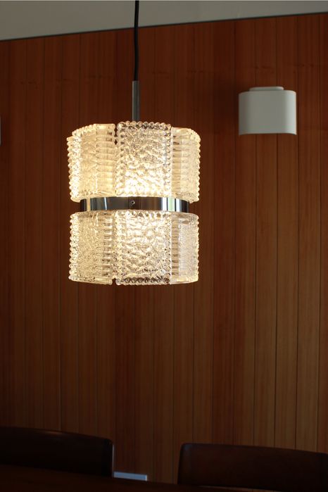 Candeeiro vintage da Kaiser Leuchten vidro fosco, Alemanha, anos 1960