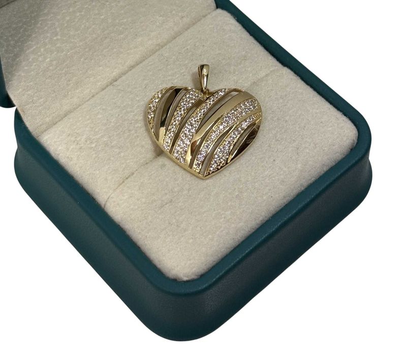 Złota zawieszka serce z cyrkoniami 585 2,14g