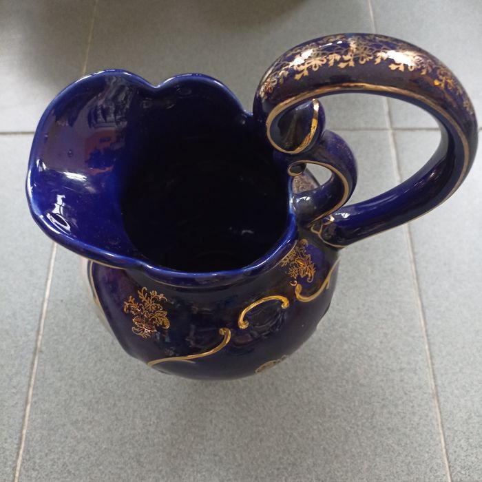 Jarro ELPA Alcobaça azul cobalto motivo paisagem