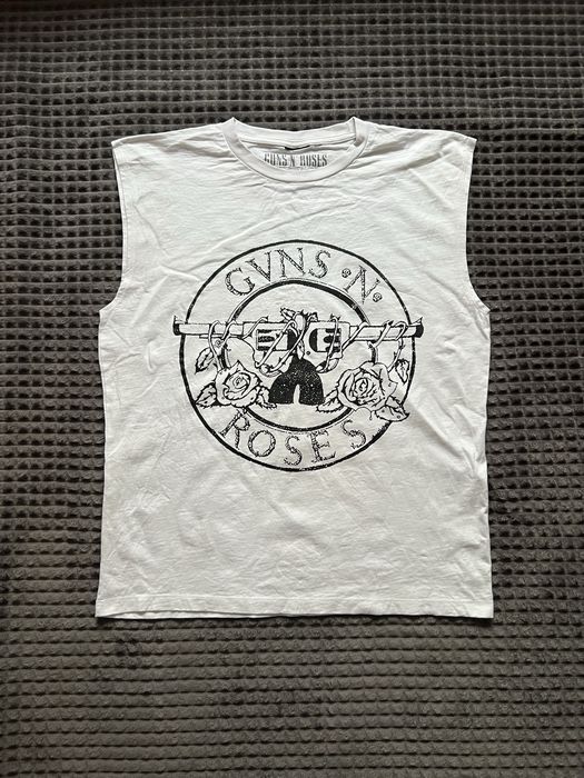 ZARA (M) Unisex oversized vest with Guns N Roses майка чоловіча унісекс біла