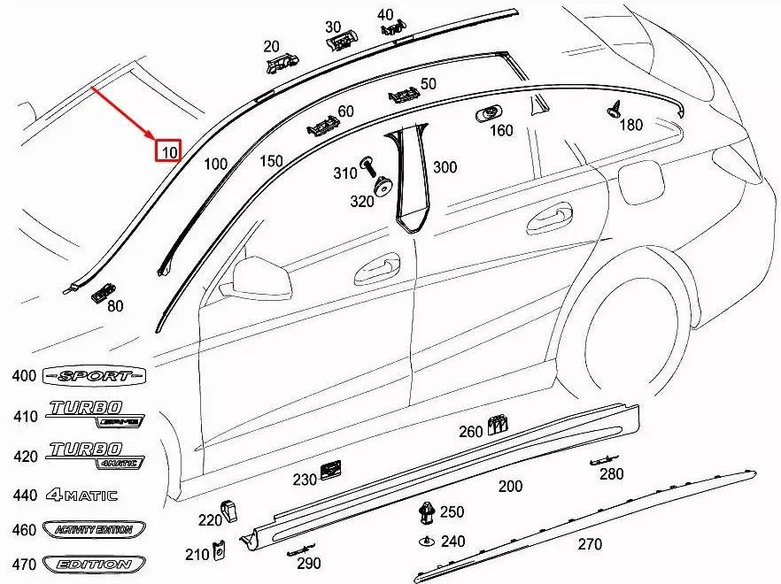 Friso Tejadilho Dto Novo Original Mercedes CLA X117 Shooting Brake A11