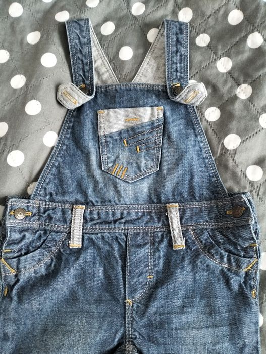 Ogrodniczki chłopięce, niemowlęce, jeans, granat, lupilu, r. 74