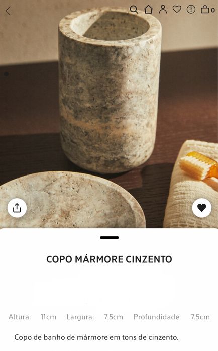 Copo Mármore Cinzento Zara Home NOVO