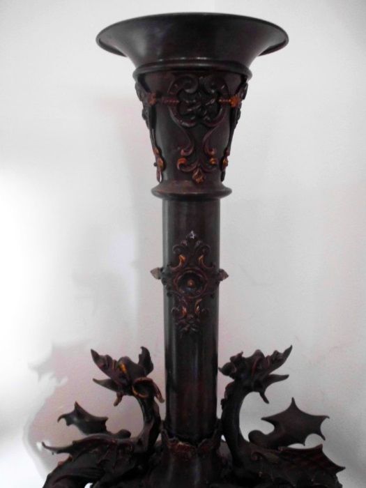 fantastica antiga jarra asiática 90 cm em metal bronzeado com Dragões