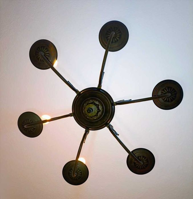 Candeeiro antigo de 6 braços em latão 1960’s