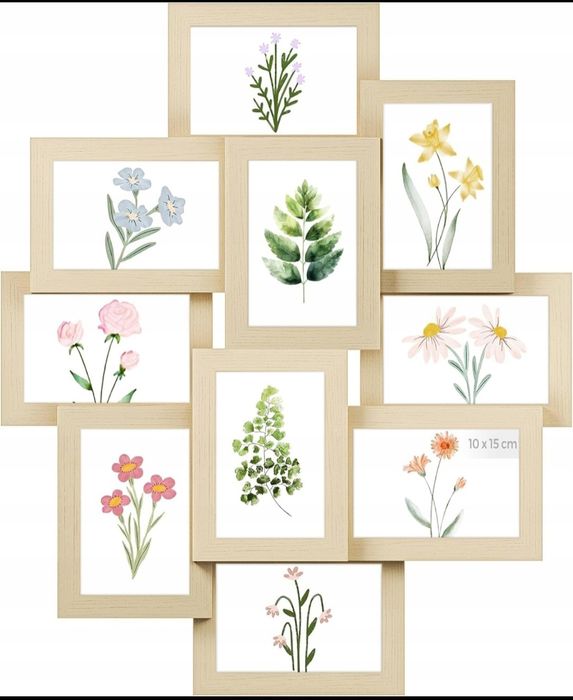 Zestaw Ramek na Zdjęcia  Kolaż 10 Sztuk Galeria Ścienna Naturalny