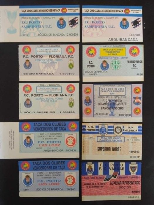Bilhetes do FC Porto de Jogos Internacionais.