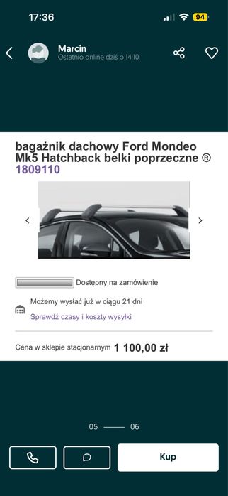 Bagażnik dachowy poprzeczki Ford Mondeo MK5 oryginał