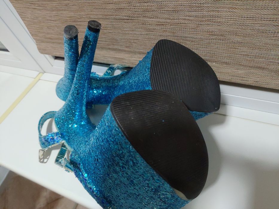 Босоножки стрипы тройки бирюзовые Pleaser 39 размер