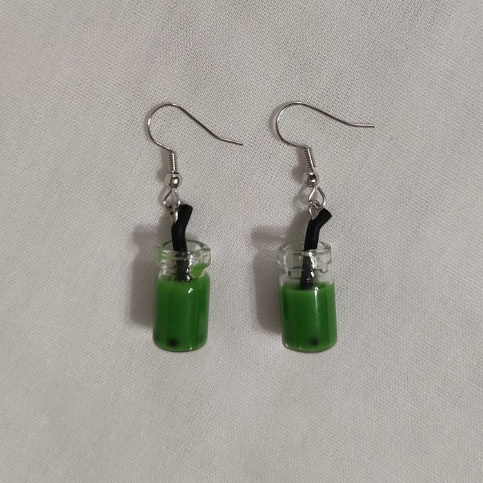 K191 Kolczyki wiszące Bubble Tea Słoiki Handmade