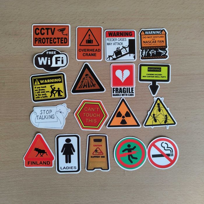 50 Autocolantes Stickers Avisos Warning