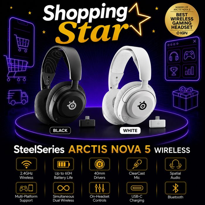 Ігрова гарнітура SteelSeries Arctis Nova 5 Black/White • Нова!