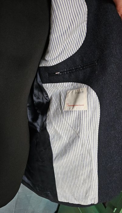 Knowledge Cotton Apparel marynarka męska wełna granatowa L