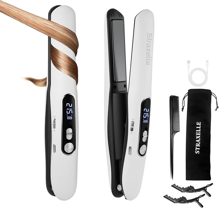 Бездротовий випрямляч для волосся Straxelle Mini, білий