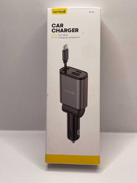 Lamicall PT-47 – Ładowarka Samochodowa USB-C PD Zwijanym Kablem B43