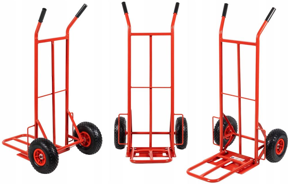 Nowy Wózek Transportowy Magazynowy Młynarka 150kg Podwójna Platforma Pompowane Koła Sklep Magazyn