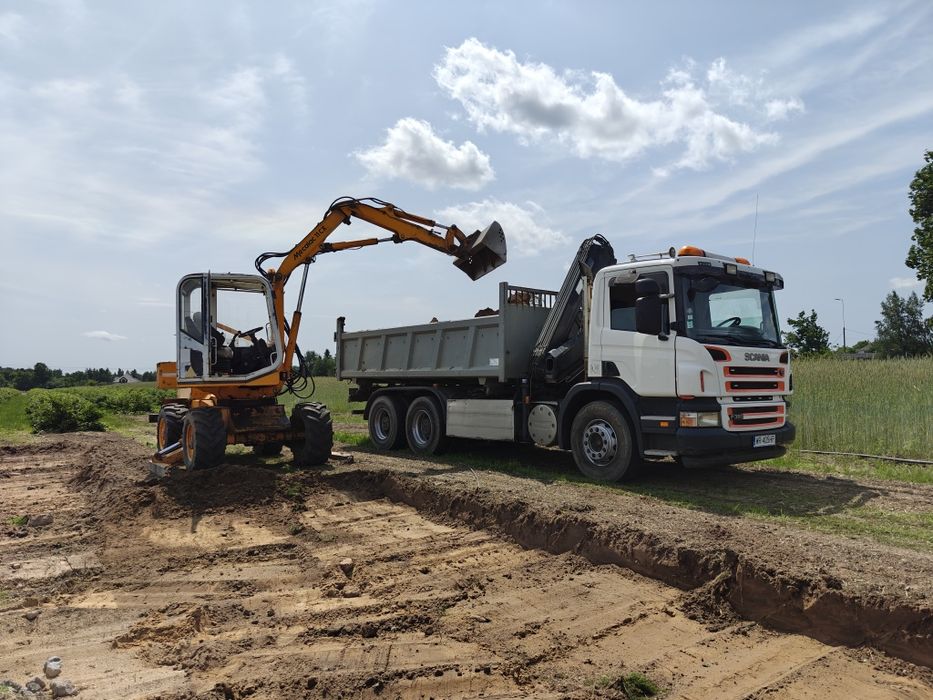 Usługa koparką ładowarką + wywrotka hds kruszywa utwardzanie terenu