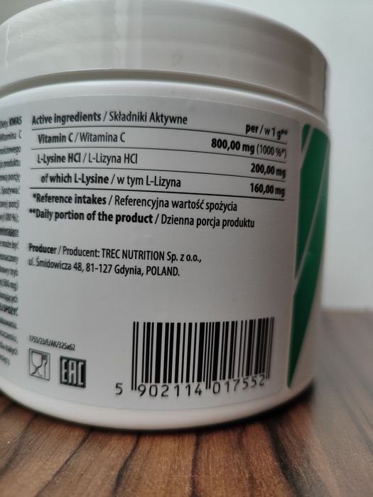 VIT. C + LYSINE – witamina C i lizyna w proszku 300g 7 treck