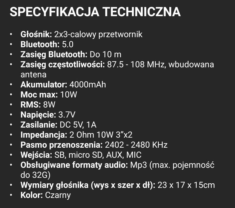 NOWY Głośnik bluetooth + radio gratis mikrofon karaoke