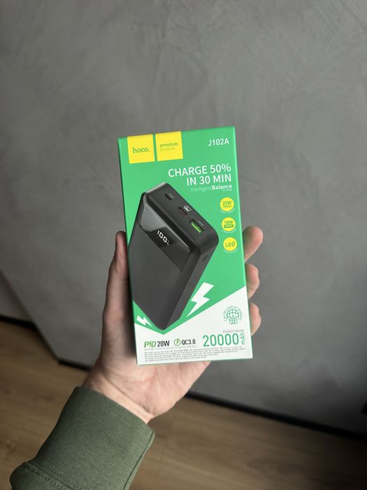 Повербанк PowerBank з швидкою зарядкою Hoco J102A 20000mAh PD20W+QC3.0
