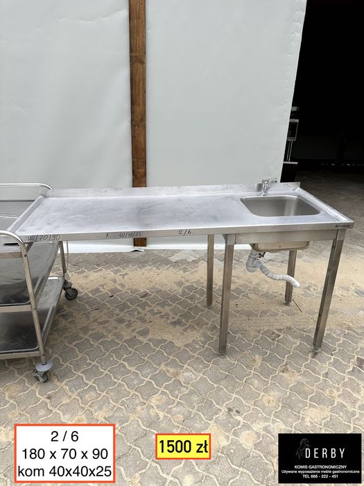 Zlewy gastronomiczne nierdzewne baseny umywalki stal nierdzewna różne modele zmywalnia kuchnia gastronomiczna gastronomii stół meble wyposażenie