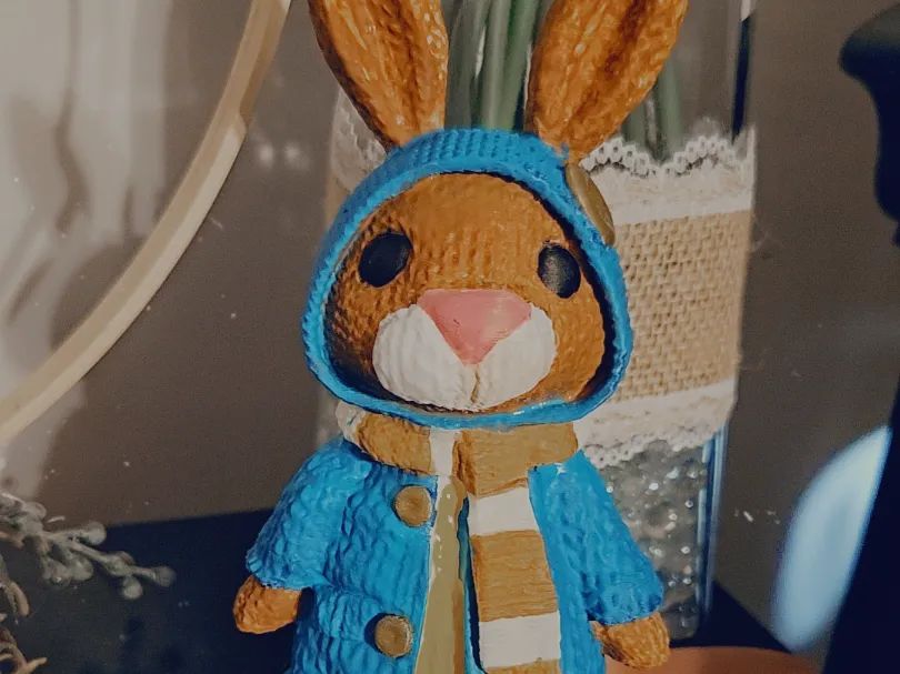 Coelhinho de Peluche com Casaco (Textura Tricô)