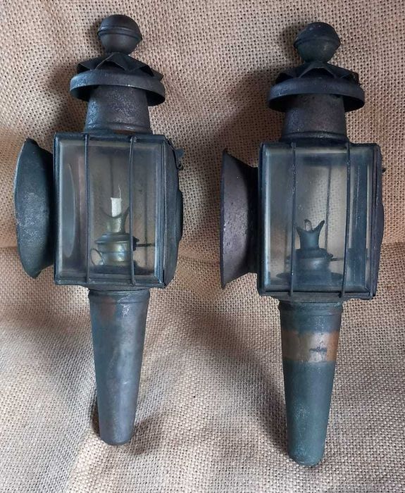 Par de lanternas de carruagem em latão, originais