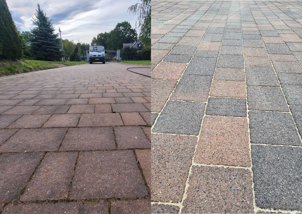 Mycie kostki brukowej, tarasów, podjazdów, czyszczenie kostki