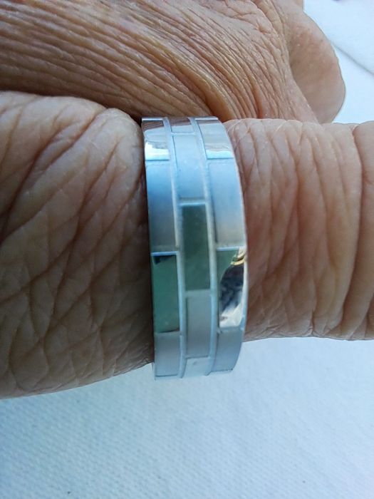 Anel Masculino NOVO Aço Cirúrgico Inox - Padrão "Tijolo" / Geométrico (Tamanho 28)