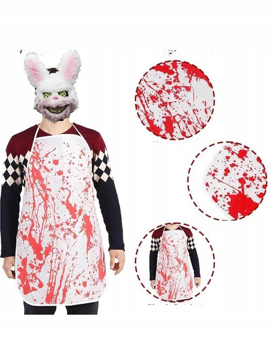 Przerażający Kostium Seryjnego Mordercy na Halloween Maska Fartuch Nóż