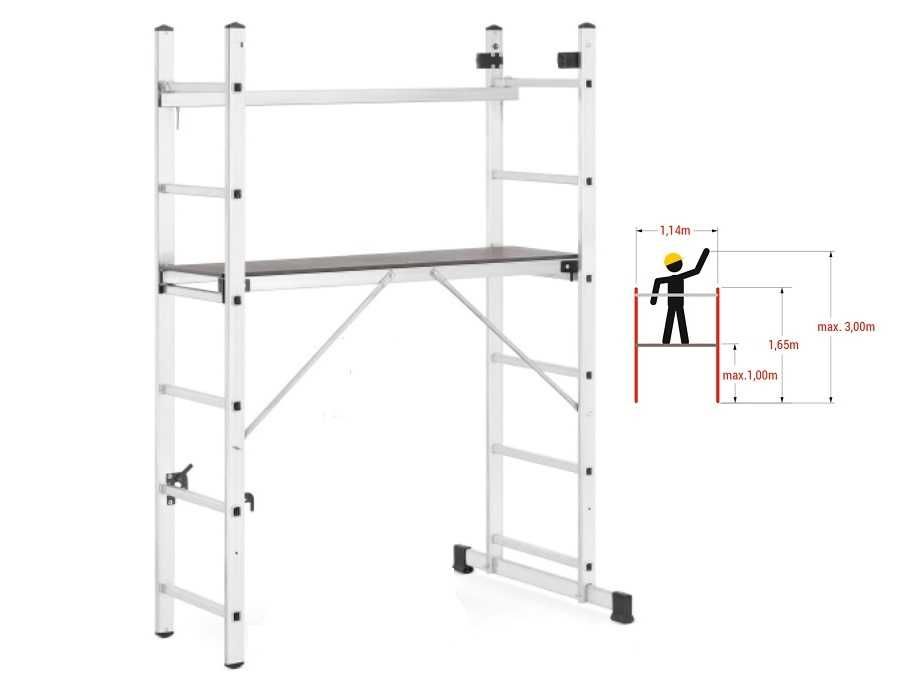 RUSZTOWANIE aluminiowe 2x6 do pracy na SCHODACH - wielofunkcyjne 3w1