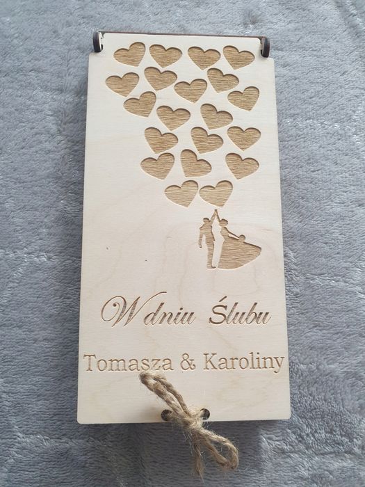 Pudełko na pieniądze etui z życzeniami ślub