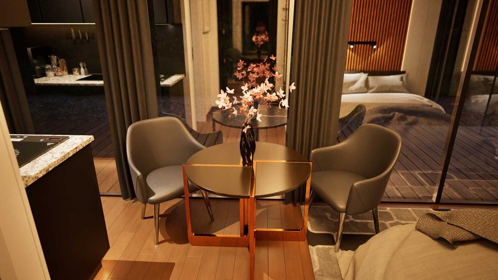 Mirror House Uran 20 Całoroczny dom mobilny PREMIUM lustrzany dom.