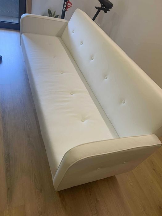 Sofá-cama Roger 3 lugares de pele sintética branco 210 cm