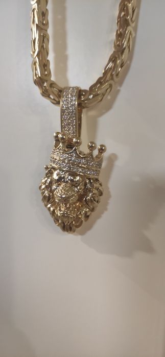 Złoty Królewski Lew 14 K - 585 z diamentami - od ręki!!!