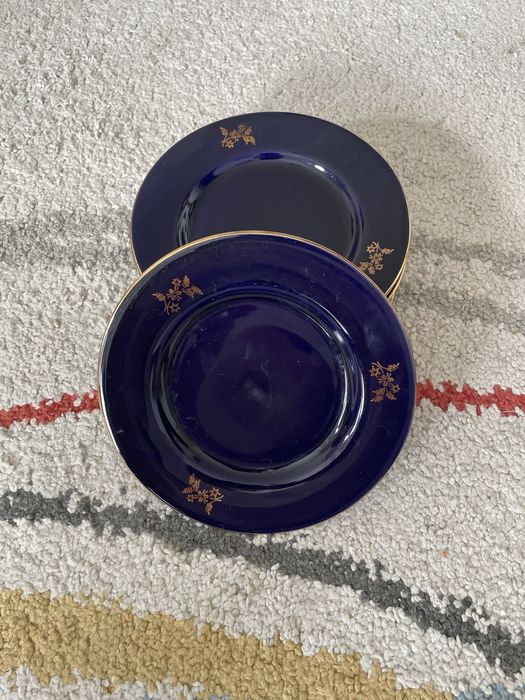 Talerzyki deserowe kobaltowo - złote Tułowice 6 szt.