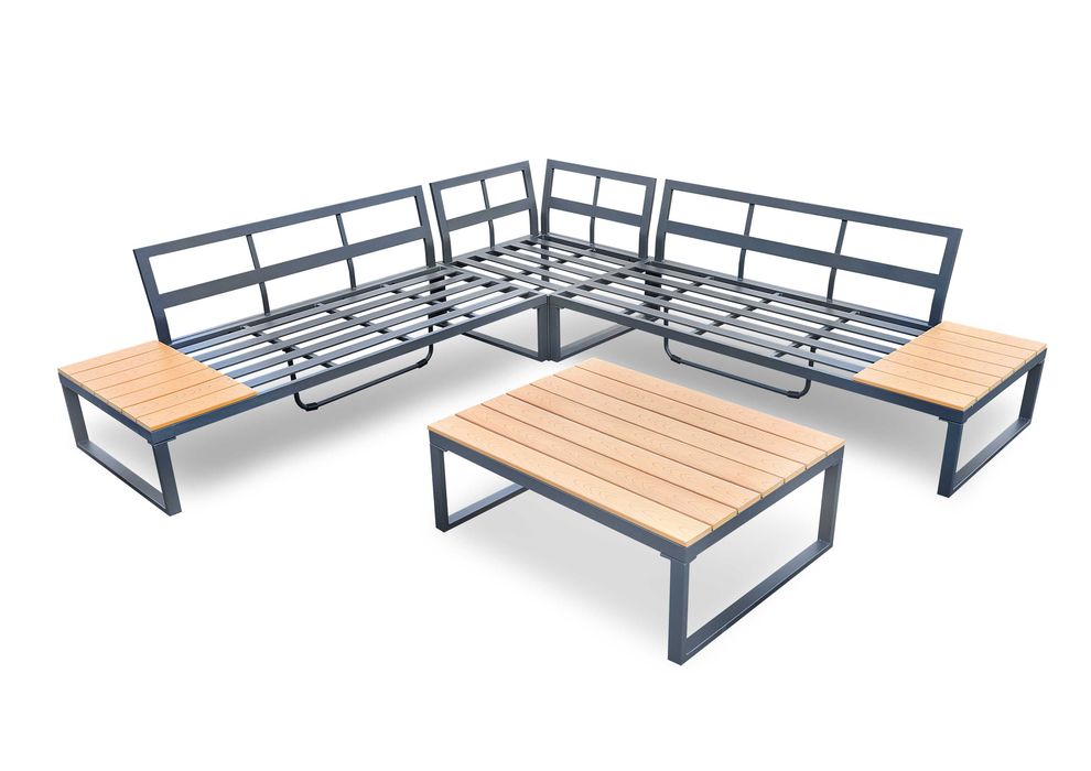 Nowy zestaw mebli ogrodowych aluminiowy narożnik + stolik kawowy
