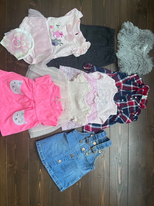 Одяг на дівчинку 3-6-12місяців плаття , бодік, джинсовий сарафан. Лот