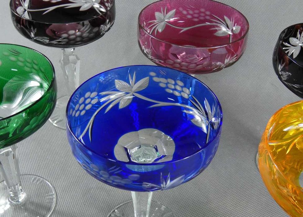 Komplet kolorowych kryształowych kieliszków szampana KIELISZKI 6 sztuk