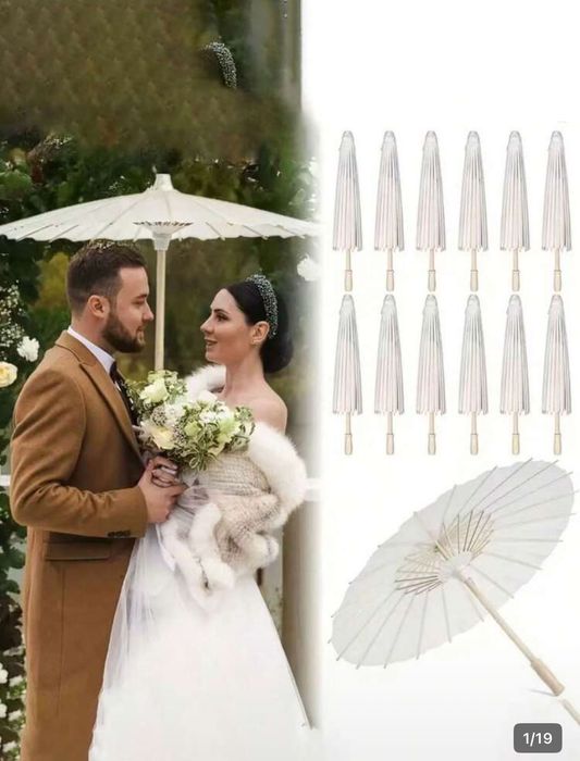 10 peças de guarda-chuva de decoração de casamento e festa de alta qualidade estilo ocidental/europeu, de papel branco, estilo japonês/chinês