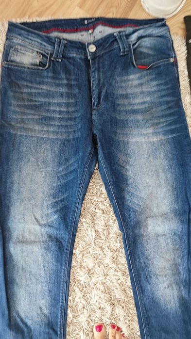 Spodnie dżinsowe męskie niebieskie Evolution jeansy  granatowe 33/34