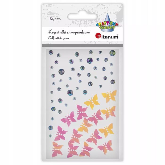 Kryształki samoprzylepne i motyle 64 szt Titanum. Titanum