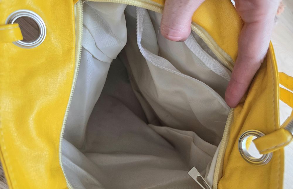 Pojemna żółta torba damska worek shoper na ramię miejska A4 Retro