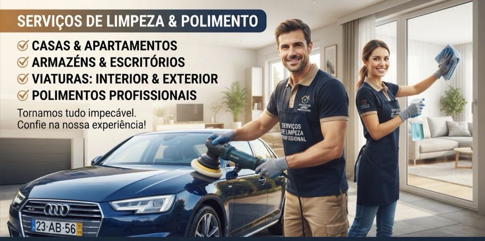 Serviços de Limpeza Profissional (Casas, Armazéns, Viaturas) e Polimentos