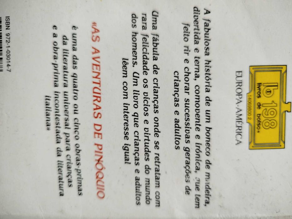 Livro As aventuras de Pinoquio de Collodi