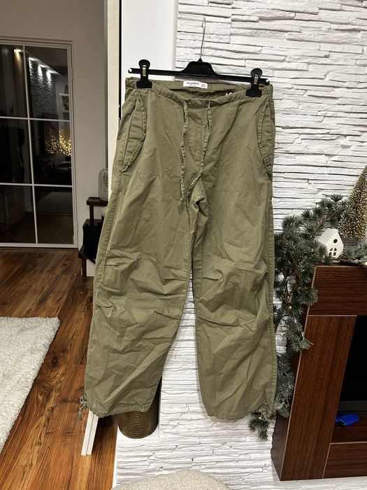 Spodnie bawełniane XS 34 Pull&Bear szerokie damskie biodrówki wojskowa