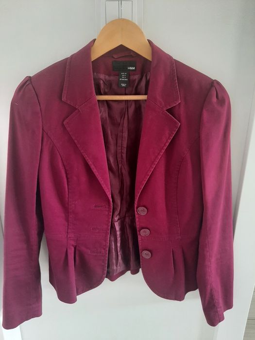 Żakiet marynarka róż fuksja bawełniana bawełna H&M r. S 36 stan idealn