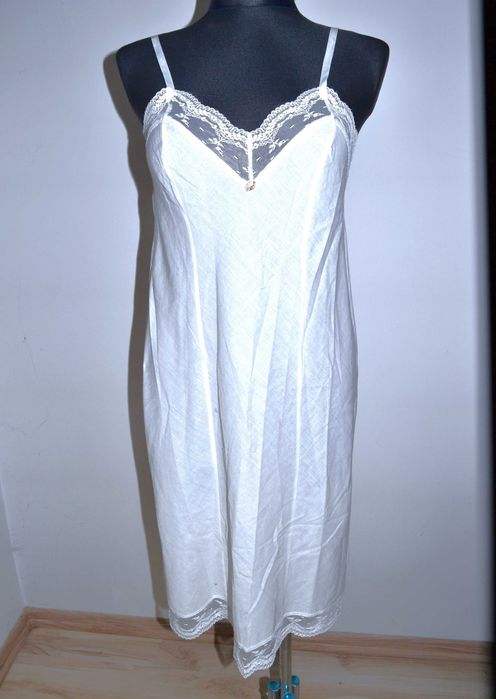 8^  m&s  vintage halka koszulka nocna płócienna bawełna 40/42