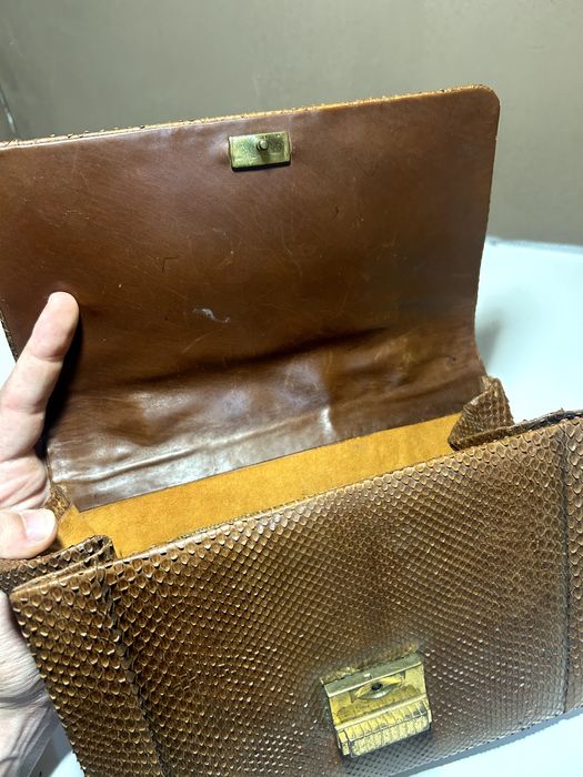 Mala Vintage Pele Lagarto e Cobra Anos 60 Cognac Feita à Mão