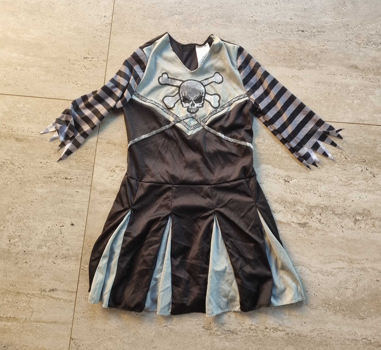 Sukienka 122 128 pirat czaszka kostium strój Halloween andrzejki